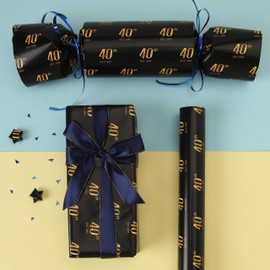 40th Birthday Wrapping Paper Roll, Mini Roll-17 Inches * 32.8 Feet, Black 1985 40 Year Old Design Wrap Paper for Men Women, for Birthday Party, Gifts Wrapping, 1 Roll(1985 40th)