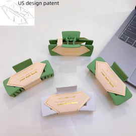 Bridesmaid Proposal Gifts 4.1inch Square Hair Claw bachelorette party accessories Clips for Wedding Party Favors (White&Light Green)