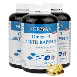 NORSAN Premium Omega 3 Arctic Cod Oil Capsules 3 x 120 Capsules / 1,500 mg Omega-3 per Serving/Omega 3 Capsules - Fish Oil Capsules from Sustainable Wild Caught