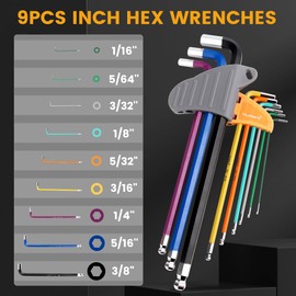 MULWARK 28 pcs Allen Wrenches Sets Extra Long Arm Allen Key Set with Ball End S2 Steel With T-Handle Hex Key Set SAE(1/16"-3/8") Allen Key Set Metric(1.5mm-10mm) Allen wrench TORX(T10-T50)