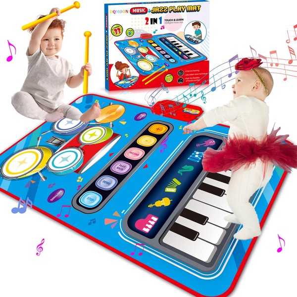 Birthday Gifts for Girls Boys, 2 in 1 Piano & Drum Music Dance Mat, Music Educational Toys Toddlers Toys for Age 1-5, Kids Toys for 1-6 Year Old Girls Boys Christmas Gifts Stocking Fillers for Kids