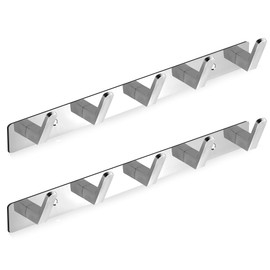 Maxzwell Wall Mount Coat Rack with 5 Chrome Hooks – Heavy-Duty Stainless Steel Hook Rail for Kitchen, Bathroom, Bedroom – Organizer & Towel Hanger (Pack of 2)