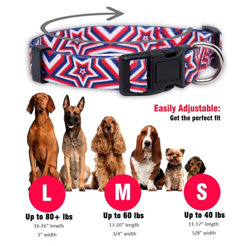 Native Pup American Flag Dog Collar (Large, Big Stars)