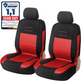 Upgrade4cars Car Seat Covers for Front Seats in Red and Black, Universal Car Seat Covers for Driver's & Passenger’s Seat