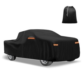 Partuto Truck Car Cover for Chevy Silverado Crew 2000-2018 210D-PU Oxford Outdoor Full Truck Car Cover All Weather Waterproof with Driver Door Zipper Black Replacement