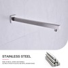 Square Shower Arm with Flange Heavy Duty Stainless Steel Rainfall