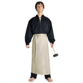 HEMAD Medieval Apron Ortwin Cotton Brown Beige Red Robe LARP, beige