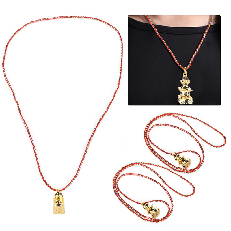 2Pcs Buddhist Pendant Vairocana Stupa Shaped Buddhism Necklace Clothing Bag