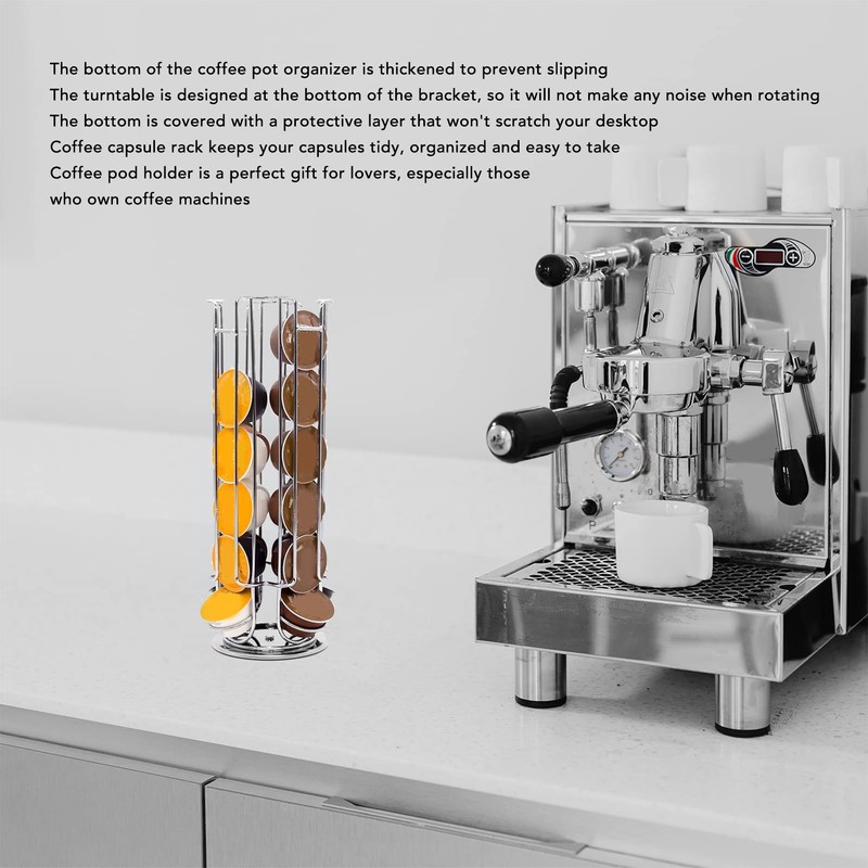Coffee Pod Holder Tower Stand Rack Revolving Rotating 28 Capsules