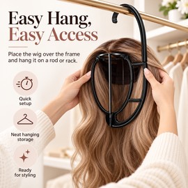 Hanging Wig Holder for Storage & Styling – Portable Wig Hanger for Wigs and Hats at Home or While Traveling