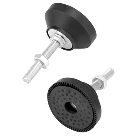 QWORK M8 Thread Rubber Furniture Leveling Feet, 8Pcs, Adjustable Furniture Glides - 2" Diameter, Screw in Threaded Furniture Levelers, Leveling Foot Leg for Tables and Desks