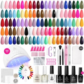 beetles Gel Polish 68 PCS Gel Nail Polish Set Complete Kit with Lamp and Tools for Nail Art