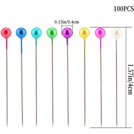 AIEX 100Pcs 1.5 Inch Sewing Pins Plastic Ball Head Straight Quilting Pins for Dressmaker Jewelry DIY Decoration, Art Craft and Sewing Projects (Multicolor)
