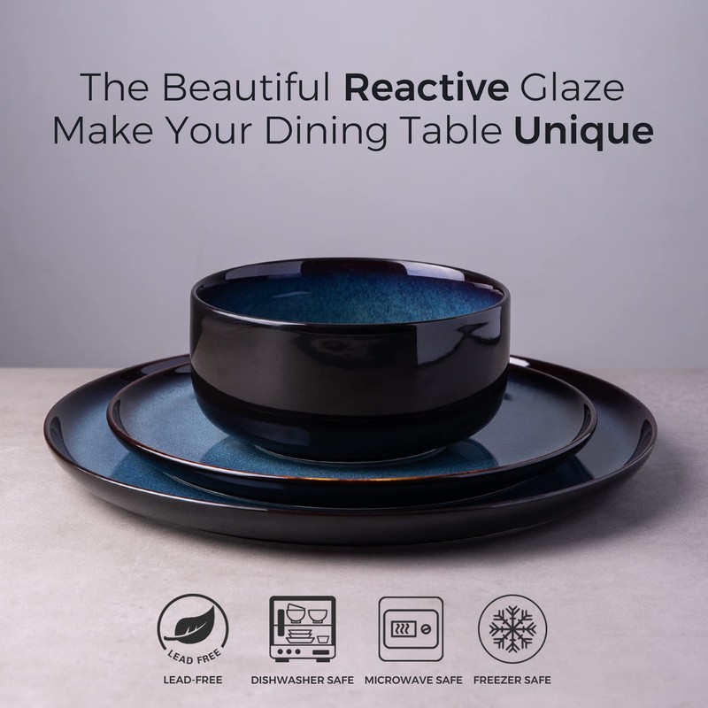 LERATIO Ceramic Plate Set of 6,8.5 Inch Reactive Glaze Light