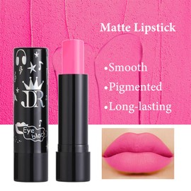Hot Pink Lipstick, Vivid Pink Lip Stick for Women Long Lasting, Matte Highly Pigmented Full-Coverage Waterproof Smudge-proof Non-Sticky Tinted Lip Balm, Gift for Girls & Women