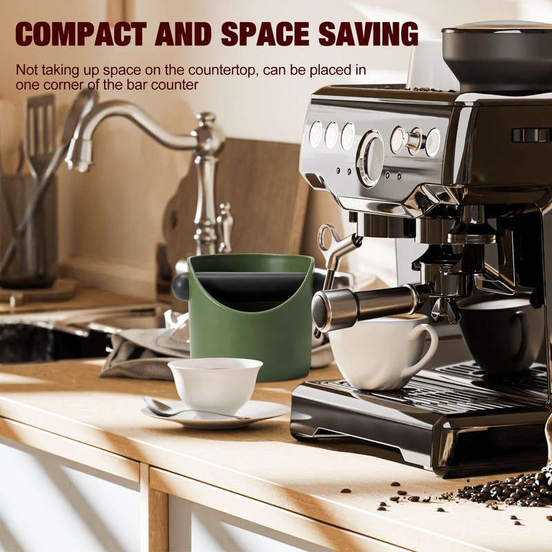 Coffee Knock Box with Removable Metal Knock Bar & Non-Slip