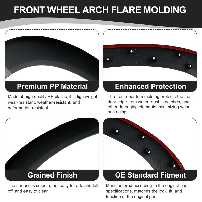 Copgge Front Door Fender Flare Molding Upper Front Wheel Arch