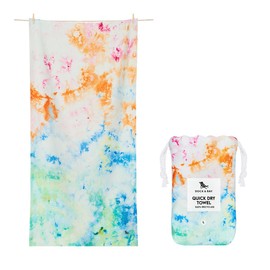 Dock & Bay Beach Towel Quick Dry Sand Free Compact Lightweight 100% Recycled Includes Bag Sunset Splash Large (160x90cm, 63x35cm)