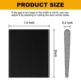 24 PCS Foam Weather Stripping Door Corner Seal, Self-Adhesive Draft Stopper for Exterior Front Door, Door Gap Filler for Weather Protection, Light Blocking and Noise-Reduction (Black)