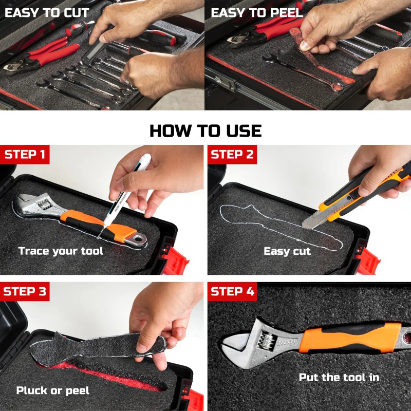 ONREVA Tool Box Foam Inserts for Cases Polyethylene Foam Sheets