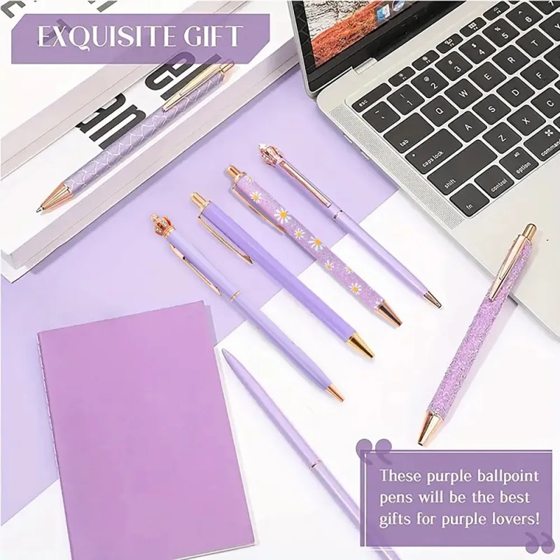 11 Pzs Lapiceros Diamante Bolígrafos Brillo Pluma Exterior Violeta