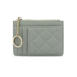 RNIEGA Slim Front Pocket Wallets for Women RFID Blocking Leather KeyChain Wallet Credit Card Holder with Zipper Coin Pocket