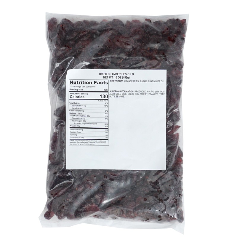 Dried Cranberries, 1 Pound Bag Cranberries, Craisins, Dried Fruit, The