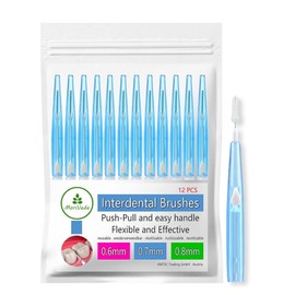 MoriVeda® NP-Vital Interdental Brushes - Set of 12 (0.7 mm) I Interdental Brushes for Clean Oral Hygiene I Push-Pull Function - Developed with Dental Laboratories 0.7 mm