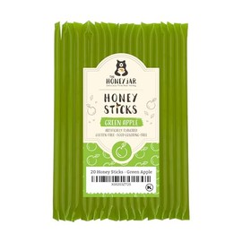 The Honey Jar Green Apple Flavored Honey Sticks - Pure Honey Straws For Tea, Coffee, or a Healthy Treat - One Teaspoon of Flavored Honey Per Stick - Made In The USA with Real Honey - (20 Count)