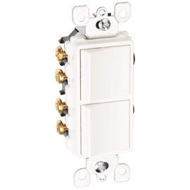 Leviton 5643-W 15 Amp, 120/277 Volt, Decora Brand Style 3-Way / 3-Way AC Combination Switch, Commercial Grade, Grounding, White