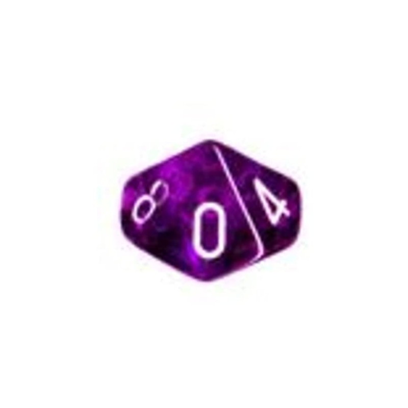 Chessex: d10 Translucent 10 Dice Set: Purple and White -
