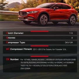 cciyu Air Conditioning Compressor Clutch for Subaru Forester 2011-2013 Replaces AC Compressor Clutch for Car 157485 158485