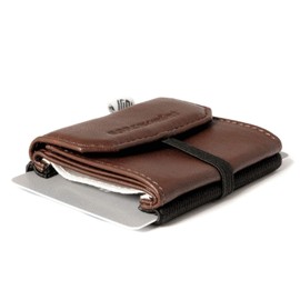 Small tiny practical wallet, 5,5cm x 7 cm, real leather – Space Wallet 2.0 Pull with additional coin pocket – elastic fabric - small purse, small portemonnaie, small pocket