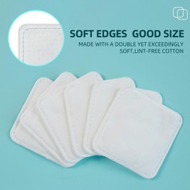 Premium Exfoliating Cotton Pads (120 Count) - 100% Cotton, Extra-Soft and Lint-Free, Durable Squares for Facial, Lip, and Eye Makeup Removal