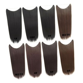 Ipetboom Pcs Piece Real Hair Extensions Dark Brown Fish Line Technique Long Straight Look
