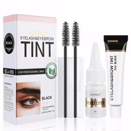 Eyebrow Tint Kit，2-In-1 Eye Brow Tint Kits，Lash Tint Kit，Lasting for 6 Weeks Diy Hair Dying for Salon（7ml Black）