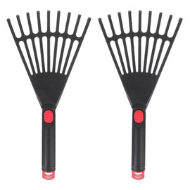 Angoily Hand Rake Garden Tool Pack of 2 Plastic Hand Rake Tiller with Ergonomic Handle Small Rake for Leaves Gardening Cultivation Soil Loosening and Mulch Spreading