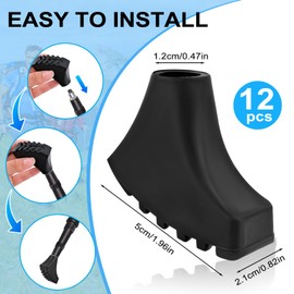 Muyohix Pack of 12 Nordic Walking Poles, Rubber Buffers, Nordic Walking Pads, Trekking Rubber Buffer for Most Walking Poles and Nordic Walking Poles (10-11 mm)