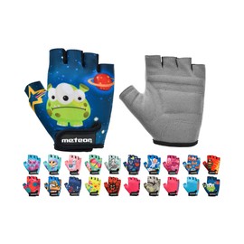 Meteor children's gel cycling gloves, BMX gloves, riding gloves, MTB gloves, kick scooter gloves for girls & boys, multicolour