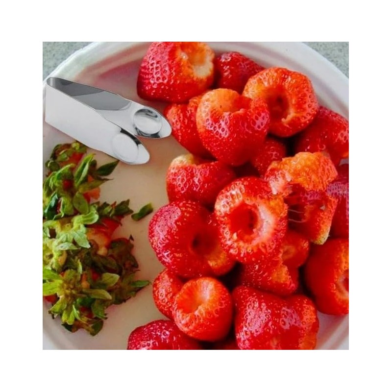 2PCS Silver Stainless Steel Strawberry Huller Fruit Stem Remover Home