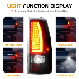 Bomusou LED Tail Light + 3rd Brake Light Kit Fit for Chevy Silverado 1500 2500 HD 1999-2002, for GMC Sierra 1500 2500 HD Fleetside 1999-2003, Taillights and High Mount Stop Light, 3 Pcs, Clear Lens