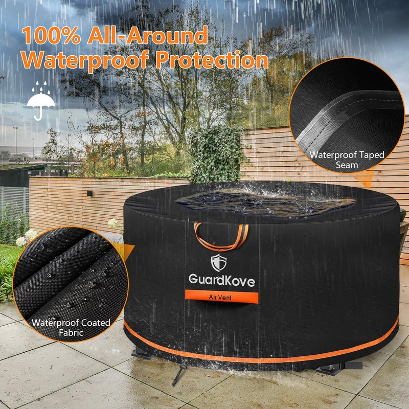 [Upgraded 1000D Heavy Duty Fabric] 32” Fire Pit Cover Round