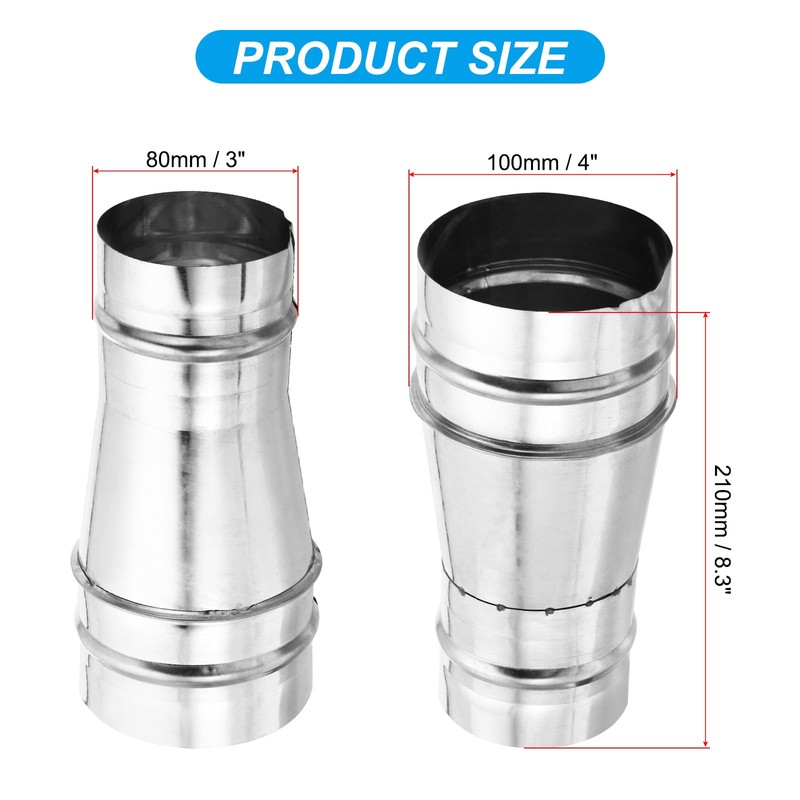 PATIKIL 4 Inch to 3 Inch Round Duct Reducer Increaser