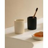 LezayXtra Ceramic Pen Holder for Desk, Ribbed Makeup Brush Organizer,