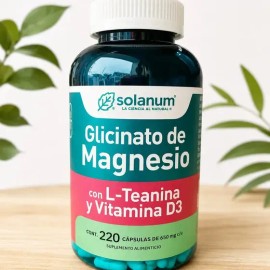 Glicinato de Magnesio Solanum, Suplemento Para Relajación y Sueño, 220 Cápsulas Veganas