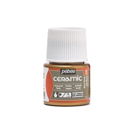 Pebeo Ceramic, Enamel Effect Paint - High Gloss Paints, Opaque, Oil-Based Color, 45 ml Bottle, Rich Gold,025-015
