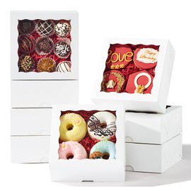 20pcs 6x6x2.5Inches Plastic Clear Chocolate Strawberries Boxes Charcuterie Boxes Cake Boxes Bakery Boxes with Full Window Cookies Boxes Cakesickle Truffle Treat Box for Christmas Valentine's