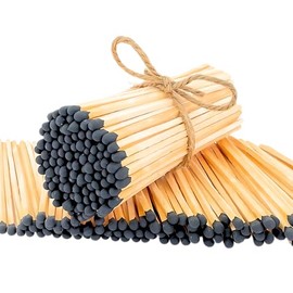 5" Long - 100 Color Safety Matches Bundle (5 inches) - Replacement Refill Long for Fireplace Candles - Wooden Wood Match Sticks (Black)