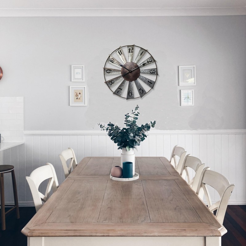 Evursua 24 Inch Modern Farmhouse Clock Large Metal Windmill Clock