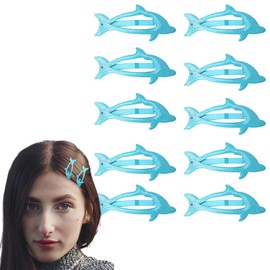 Small Blue Snap Hair Clips for Women Girls Cute Dolphin Snap Hair Clips Barrettes Hairpins Geometric Hair Pins Animal Aesthetic Glitter Hair Clips Y2K Decorative Blue Hair Accessories 10 PCS
